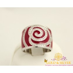 Серебряное кольцо цветок с эмалью 10185ебр Gold & Silver, Украина